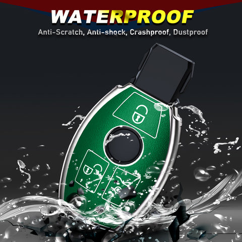 For Mercedes Benz Key Fob Cover, Key Fob Case for Mercedes Benz C E M S CLA CLS CLK GLC GLK G Class Soft TPU Full Cover Protection Smart Remote Keyless Entry Key Fob Shell, Green