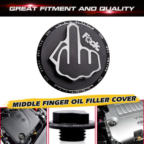 1X Black Middle Finger Novelty Engine Fuel Tank Cap Gas Oil Box Cover For Toyota