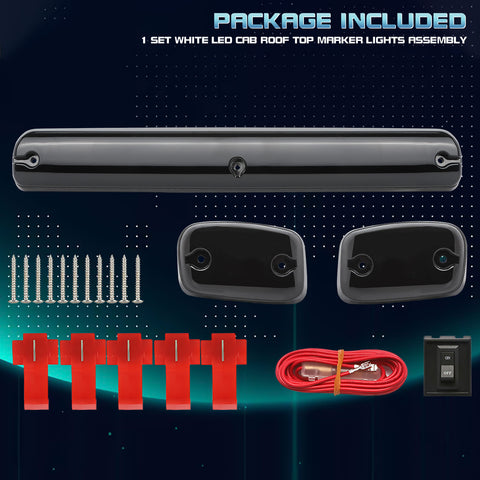 Smoked Lens Cab Roof Marker Top Clearance LED Lights OE fit, Compatible with GMC Sierra 2500 3500 HD or Chevrolet Silverado, White 9-SMD 3pcs