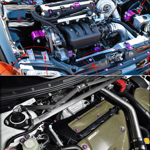 Blue / Black / Red / Gold / Purple / Silver Fender Bumper Washer Bolt, CNC Finishing Washer Engine Bay Screw Dress Up Fastener Kit