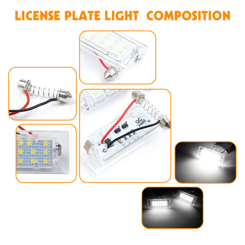 CANbus Error Free White LED License Plate Lights Lamps For BMW X5 X3 E53 E83