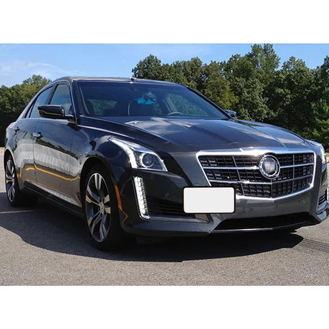 Set Black Sporty Racing Front Tow Hook License Plate Bumper Mounting Bracket Kit for Cadillac CTS CTS-V 2008-2013 - No Drill