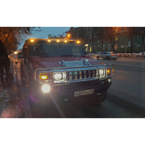 5pcs LED Cab Roof Light Kit for Hummer H2 SUT 2003-2009, Smoke Lens Cap Roof Running Lamp, Amber LED Cab Marker Light, Direct OEM Replacement Car Roof Top Clearance Light Assembly