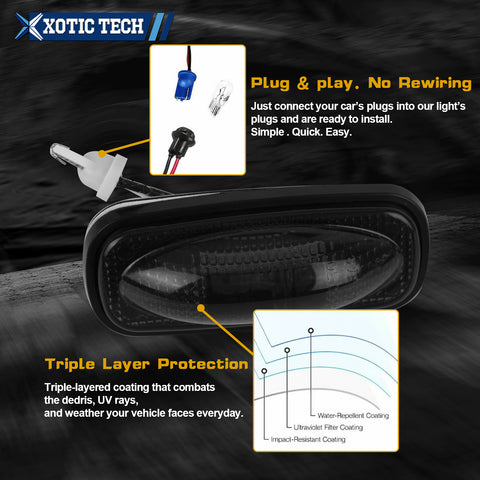 LED Fender Marker Replacement For DODGE 2003-2009 RAM 2500 3500, Smoked Lens Amber Red LED Fender Bed Side Marker Lights Set Assembly Heavy Duty Dually Truck Double Wheel Side Rear Fenders