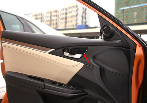 Carbon Fiber Look Door Wrist Trim Inner Door Handle Bowl Decoration Cover for Honda Civic 2020 2019 2018 2017 2016