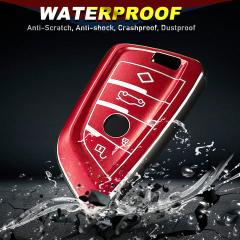 1Pc Red Anti-Fingerprint Remote Control Keyless Cover Case Protector For BMW