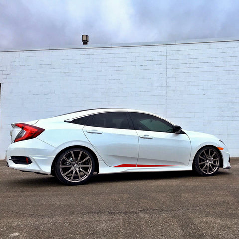 Car Side Skirt Stripe Vinyl Sticker Lower Door Panel Decal Molding Trim for Honda Civic 2016-2021, Black/Red