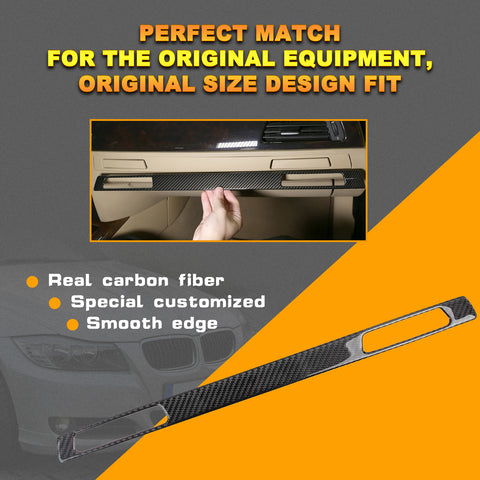 Real Carbon Fiber Copilot Cup Holder Strip Trim For BMW 3 Series E90 E92 E91 E93 2005-12