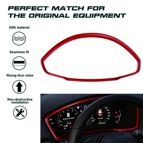 Red ABS Sporty Style Interior Dashboard Cover Trim For Honda Civic 11th Gen 2022+