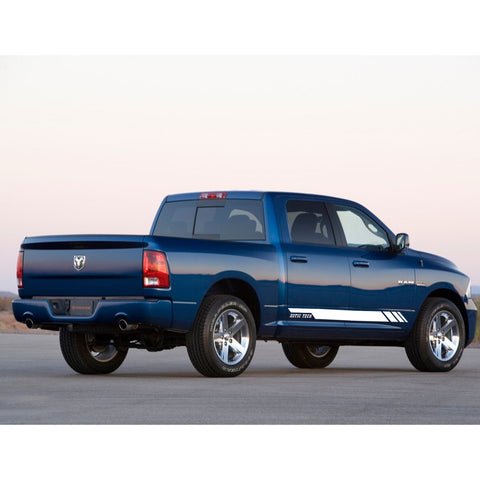 2pcs Glossy Black / White Car Side Skirt Stripe Sticker Lower Door Panel Molding Trim Decal for Dodge Ram 2009-2017