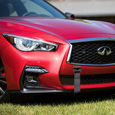 Blue / Black / Red JDM Style Tow Hole Adapter with Towing Strap for Nissan GT-R Infiniti Q50 Q60