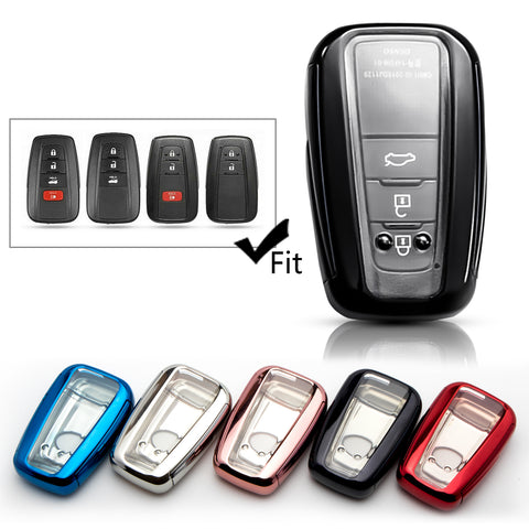 Blue / Black / Red / Rose Gold / Silver Full Protection Soft TPU Smart Key Fob Cover for Toyota Prius Prime GT 86 Camry Hybrid C-HR Corolla Hatchback RAV4 Avalon