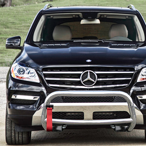 Blue / Black / Red JDM Style Tow Hole Adapter with Towing Strap for Mercedes C S ML CLA GLA Class