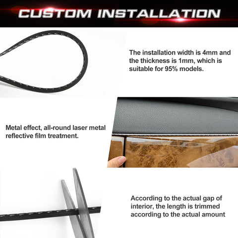 5M Carbon Fiber Texture Car Interior Door Gap Edge Line Strip Insert Decoration