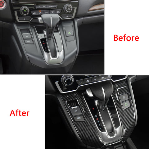Carbon Fiber Style Gear Shift Knob Console Panel Frame Cover Trim for Honda CR-V CRV 2017 2018 2019 2020 2021