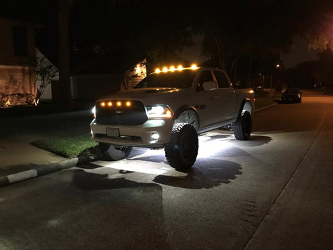 Smoked Lens Amber 16-SMD LED Cab Roof Marker Light Assembly Kit Rooftop Driving Lamp For Dodge RAM 1500 2500 3500 Chevy Silverado GMC Sierra Toyota Pickup Truck etc