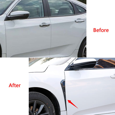 for Honda Civic 10th Gen 2016-2020 Side Fender Vent Cover, ABS Carbon Fiber Add-on Type-R Style Car Front Fender Vent Air Wing Cover Trim