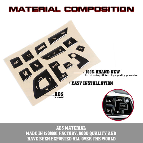 Set Black Steering Wheel Switch Cover Trim Decor For Toyota Highlander 2020-2022