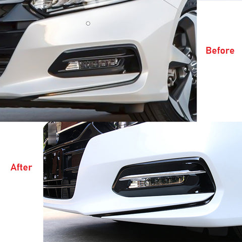 ABS Chrome / Carbon Fiber Style Front Fog Light Cover Trim Fog Lamp Eyebrow Eyelid Molding for Honda Accord 10th 2018 2019 2020