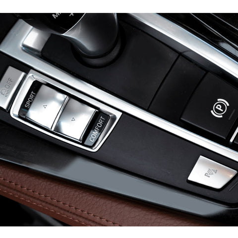 Chrome Silver Center Console Gear Shift Side Button Switch Cover Trim 3Pcs For BMW 5 6 7 Series X3 X4 2011-2018 F01 F02 F06 F07 F10 F12 F13 F25 F26