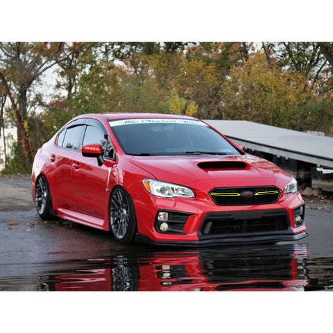 Glossy Red / Fluorescent Yellow Front Grille Pinstripe Vinyl Sticker Trim for Subaru WRX STI 2018 2019 2020, Racing Sport Front Hood Panel Pre-cut Stripe Decal Molding