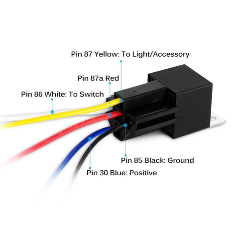 Automotive 5-Pin 30/40A 12V SPDT with Interlocking Relay Socket Wiring Harness, Bosch Style