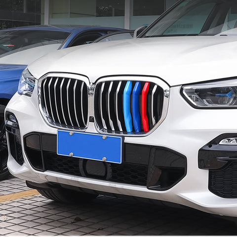 3pcs M-performance TRI Color Grille Kidney Insert Trims Stripe Cover for BMW X Series X5 G05 2019-up(7 beam bars)