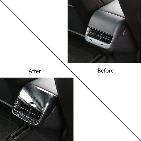 ABS Carbon Fiber Rear Air Conditioning AC Vent Outlet Cover Frame Trim For Tesla Model 3 2017-2023 & Model Y 2020-up