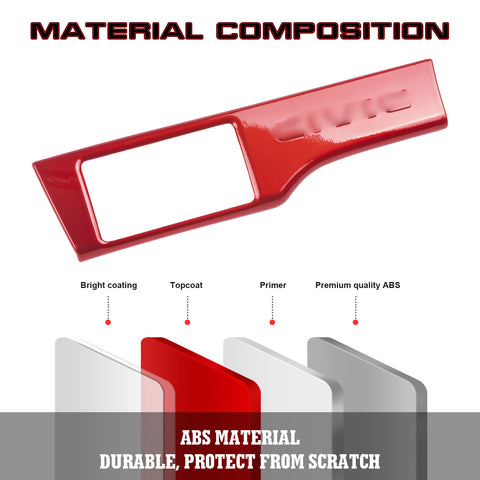 Red Sporty Race Style Headlight Switch Button Frame Cover For Honda Civic 16-21