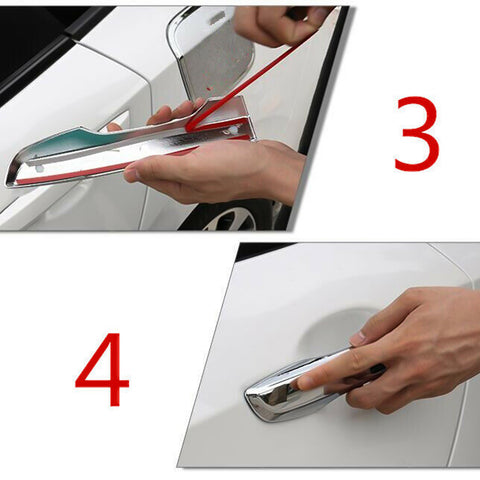 Sporty Carbon Fiber Style / Styling ABS Chrome Car Door Exterior Handle Cover Trim Guard for Honda Civic 2016-2019