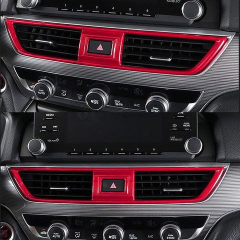 Red ABS Central Dashboard Air Vent AC Outlet Frame Cover Trim for Honda Accord 2018 2019