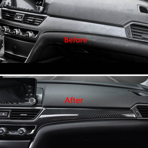 ABS Carbon Fiber / Red ABS Car Dashboard AC Switch Button Panel Frame Cover Trim for Honda Accord 2018 2019