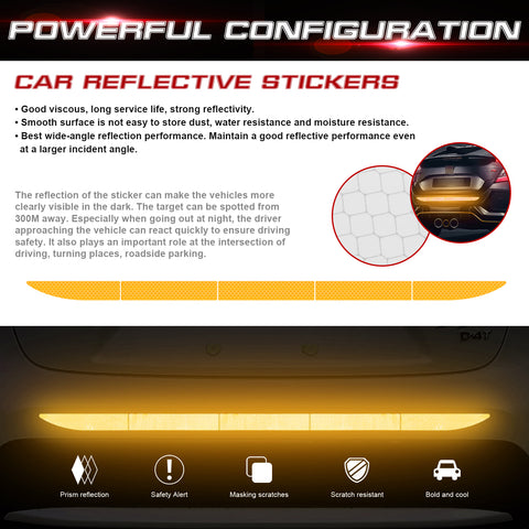 Orange Glowing Reflective Rear Bumper Guard Anti-Scratch Sticker Strips for Cars