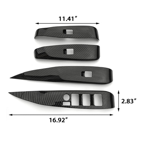 4pcs Carbon Fiber Pattern / Red ABS Car Door Window Lock Panel Switch Bezel Cover Driver Passenger Side for Toyota Camry 2018-2024