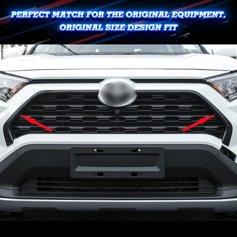 2pcs Auto Exterior Front Bumper Grille Frame Strip Cover Trim Compatible with Toyota RAV4 2019-2024, Carbon Fiber Pattern