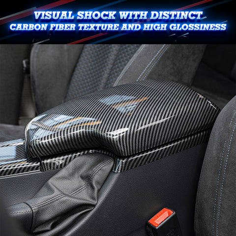 Carbon Fiber Pattern Interior Central Armrest Storage Box Cover Trim For BMW 3 Series F30 F31 2013-2018