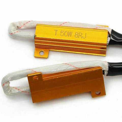 2pcs Error Free 9007 9004 LED Headlight Bulb Load Resistor Kit, HID Relay Harness Decoder CAN-bus Anti Flicker Hyper Flash Wiring Canceler