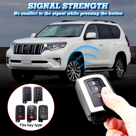 Silver TPU Full Seal Smart Key Fob Case For Toyota Camry Corolla Highlander Avalon