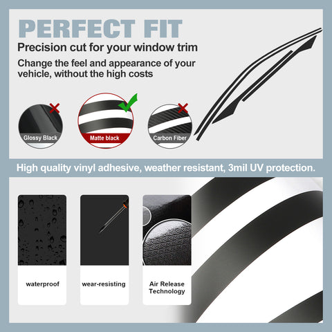 Matte Black KK Vinyl Side Door Window Stickers For Honda Civic Coupe 2016-2021