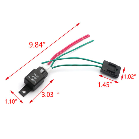 12V 30A 4-pin SPDT Relay w/Base, Fuse Box and Wiring Pigtails, Compatible with All Cars Trucks SUV Off-Road Vehicles