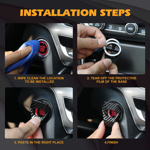 Carbon Fiber Aluminum Engine Start Stop Push Button Ignition Decor Trim Cover