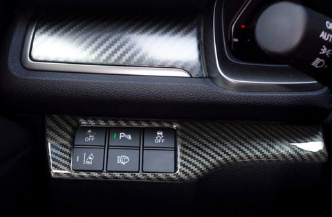 ABS Carbon Fiber Headlight Switch Button Panel Frame Cover Trim for Honda Civic 2016-2019