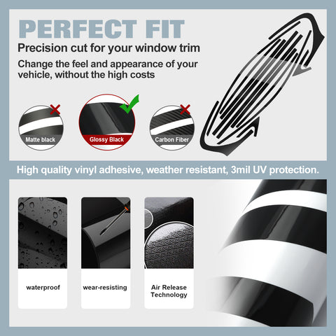 12x Chrome Blackout Delete Window Precut Wrap Cover Decal For Lexus GS350 GS450h