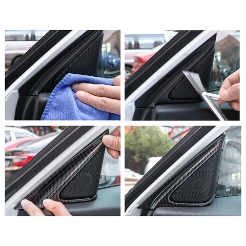 Carbon Fiber Style Car Door Front A Pillar Speaker Stereo Cover Frame Triangle Trim for Honda Accord 2018-2019