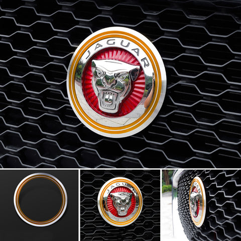 Blue/ Gold/ Red Aluminum Surrounding Decoration Ring for Jaguar F-Pace XE XF XFR XFR-S XJ XJR XJR-S Front Grille Feline Emblem