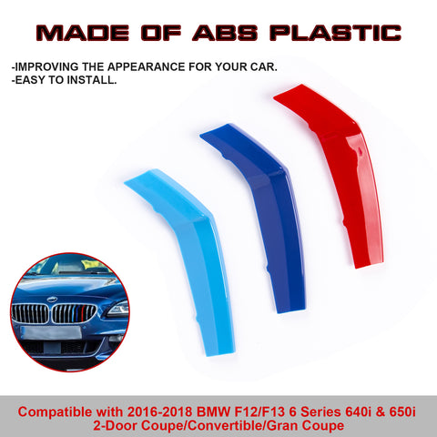 M-Colored Front Kidney Grille Insert Trim Cover For BMW 6 Series F12 F13 2016-18