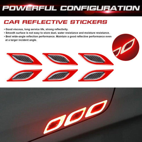 3D Red Carbon Fiber Look PVC Fender Bumper Hood Reflective Strip Stickers Universal