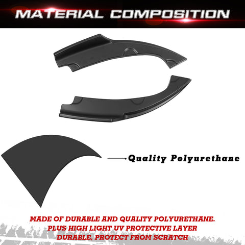 Sedan Rear Bumper Side Skirt Lip Splitter Glossy Black For 2016-2021 Honda Civic 4 Door Sedan Model