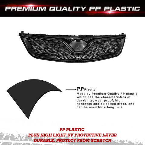 For 2011-2013 Toyota Corolla 4dr Sedan Black Front Upper Grille Cover Molding