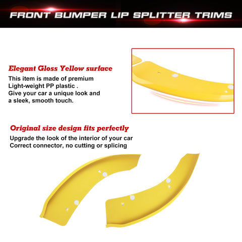 2PCS Exterior Front Bumper Lip Splitter Spoilers Protector Bumper Corner Edge Guard Cover Trim Accessories Compatible With Dodge Charger SRT Hellcat/SRT 392/Scat Pack/RT Scat Pack 2015-2021, Yellow